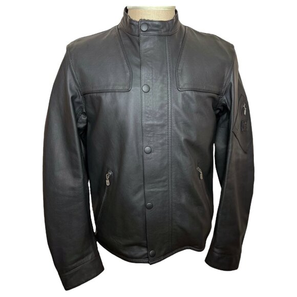 New Authentic Belstaff Black Leather Café Racer Hardmead Blouson Size L Jacket - Picture 9 of 13